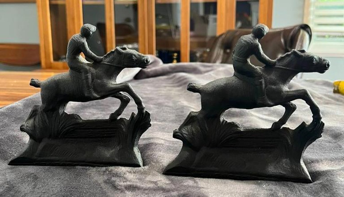 Bronze Style Horse & Jockey Bookends
