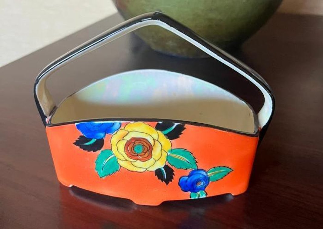 Handpainted Ceramic Basket
