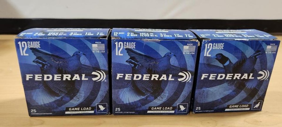 75 Rounds, 3 Boxes, Federal 12 Gauge Shotgun Shells