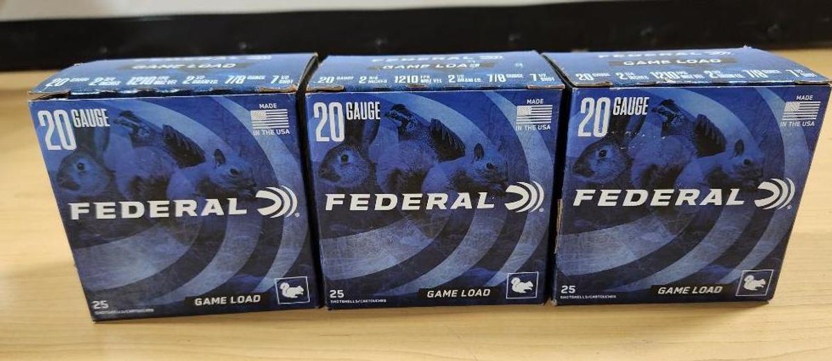 75 Rounds, 3 Boxes, Federal 20 Gauge Shotgun Shells