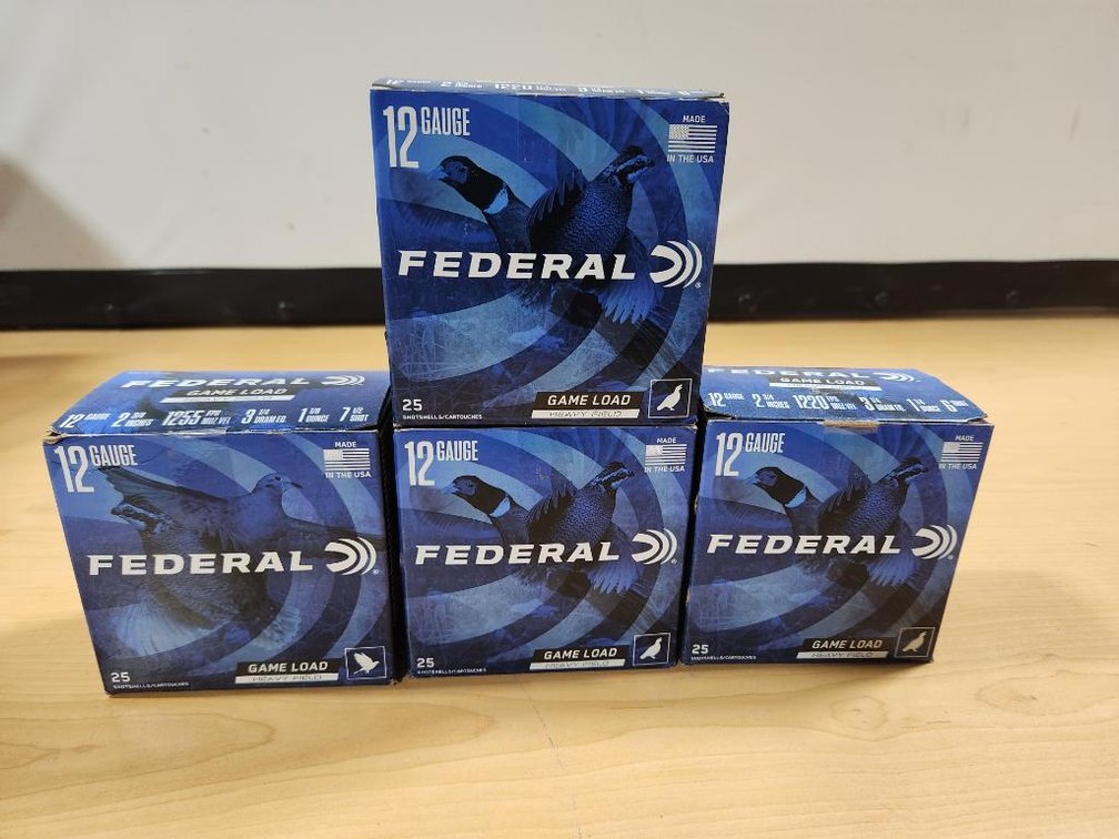 100 Rounds, 4 Boxes, Federal 12 Gauge Shotgun Shells