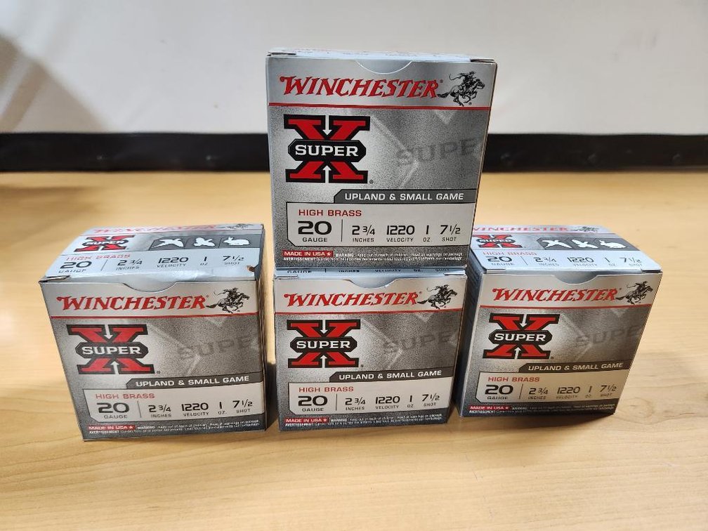 100 Rounds, 4 Boxes Winchester Super-X 20 Gauge Shotgun Shells