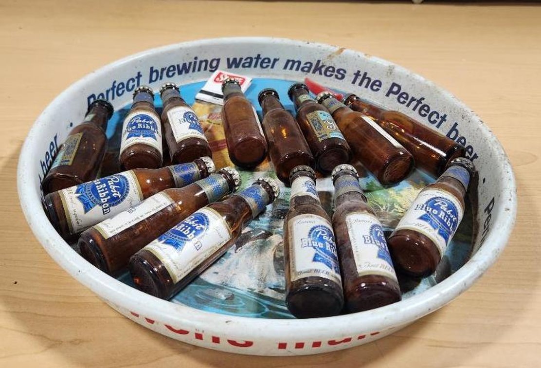 Grain Belt Beer Tray and PBR Figural Bottle Shakers