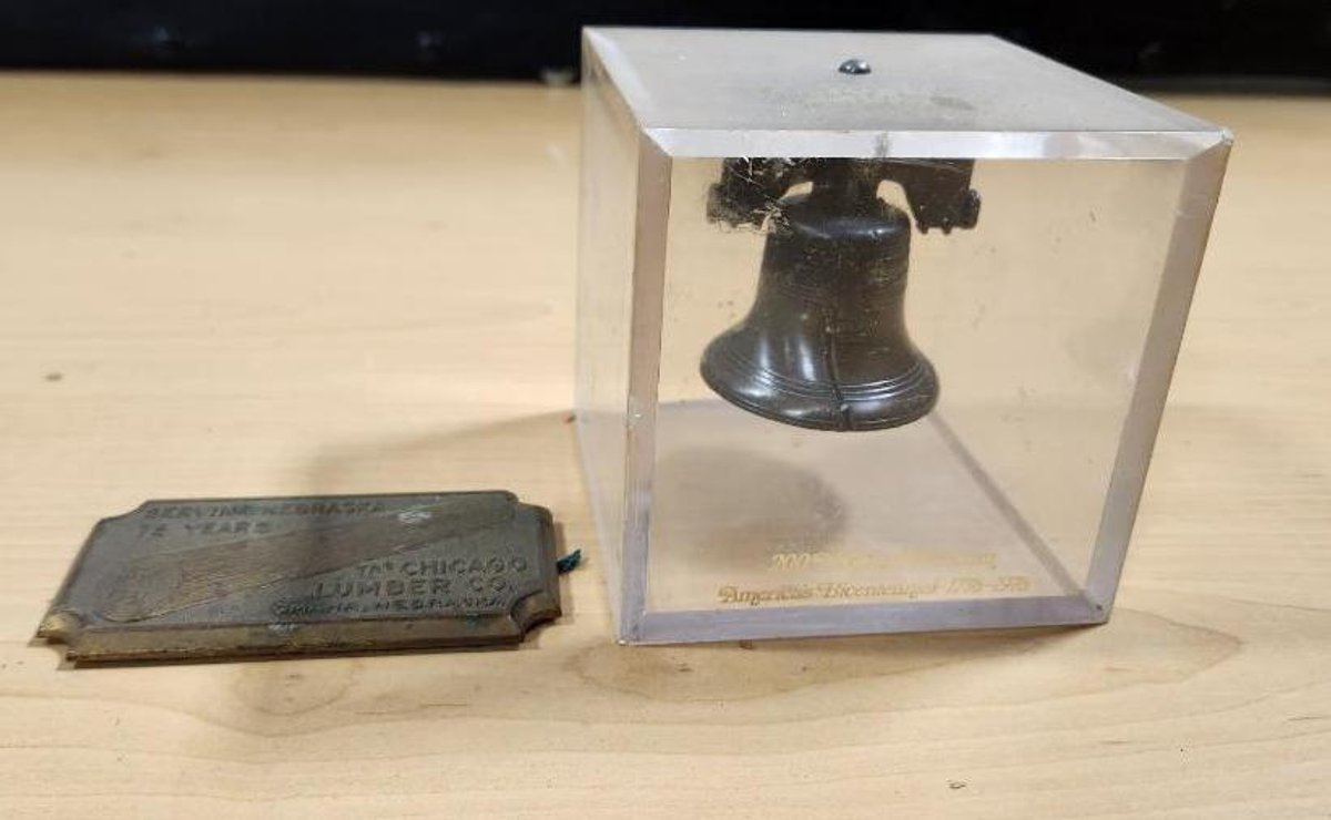 The Chicago Lumber Co. Omaha, NE Paperweight, Liberty Bell Souvenir
