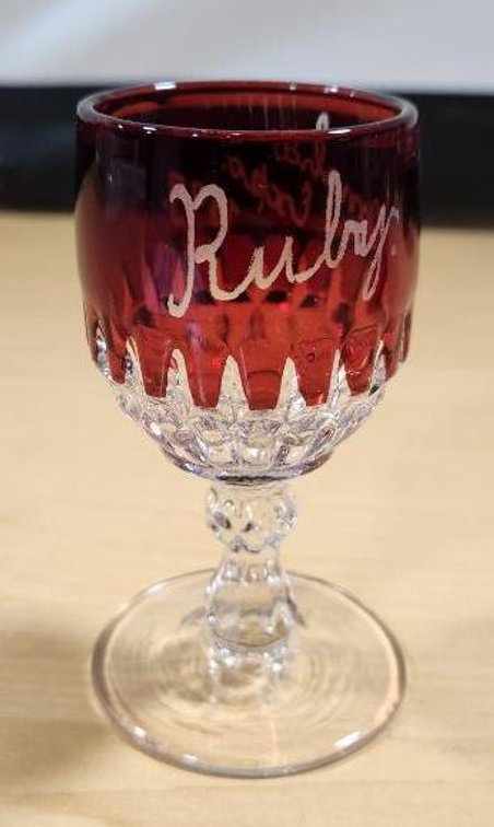 1899 Omaha Expo Trans-Mississippi Ruby Souvenir Goblet