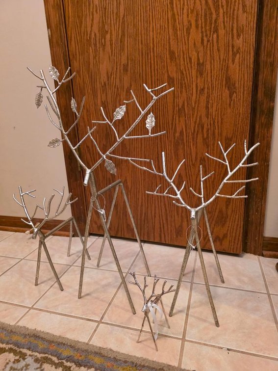 Pottery Barn Silver Twig Reindeer Christmas Decoration Set