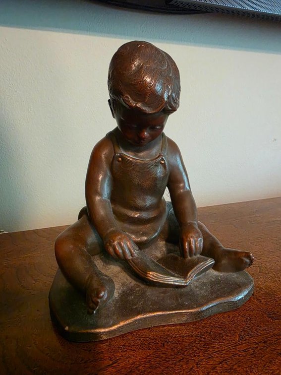 Vintage Alva Museum Replicas Inc. "Boy Reading a Book" by John Terken 1976