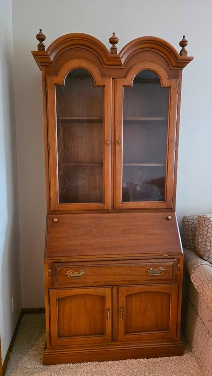 Mid Century Drop Front Secretary Desk Display Case 