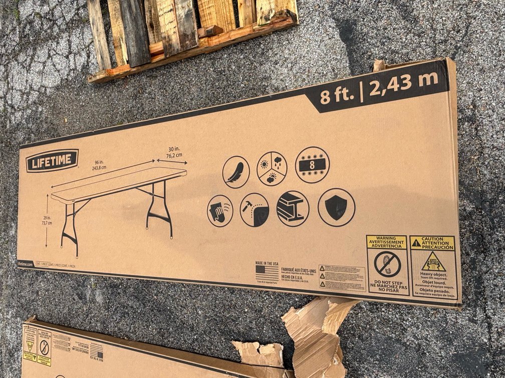 New, Lifetime 8ft Folding Banquet Table