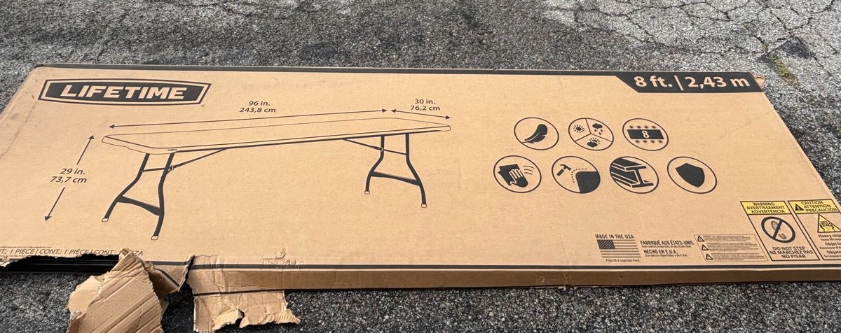 New, Lifetime 8ft Folding Banquet Table