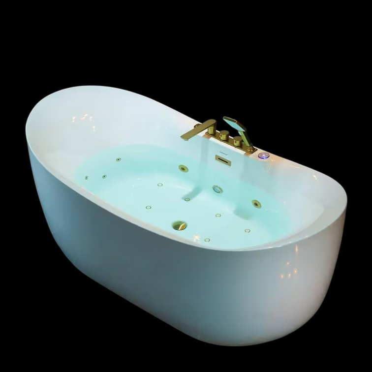 Woodbridge BJ400, 72in Acrylic Flatbottom Freestanding Whirlpool & Air w/ Inline Heater Bathtub