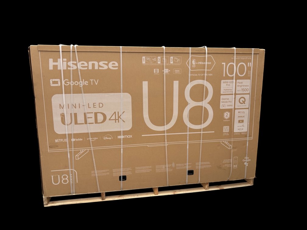 New in Box, Hisense 100in, U8, Mini-LED ULED 4K, Google TV, Hey Google Technology