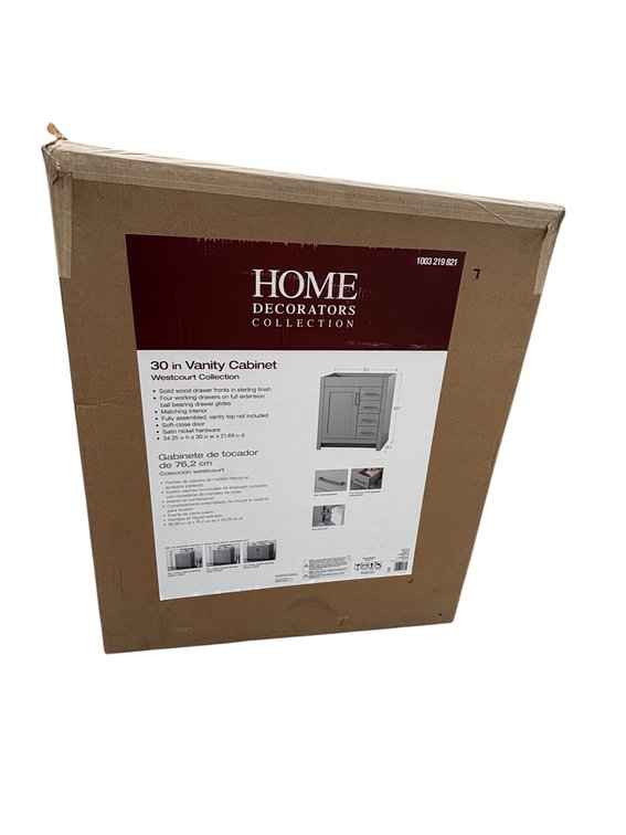 Home Decorators 30in Vanity Cabinet, Westcourt Collection, New in Box