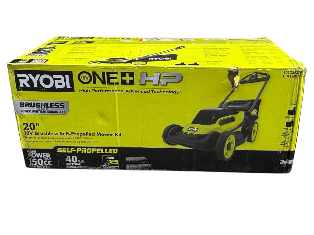 Ryobi 18v ONE+HP 20in Brushless Self-Propelled Mower w/ Charger, Batteries - New in Box