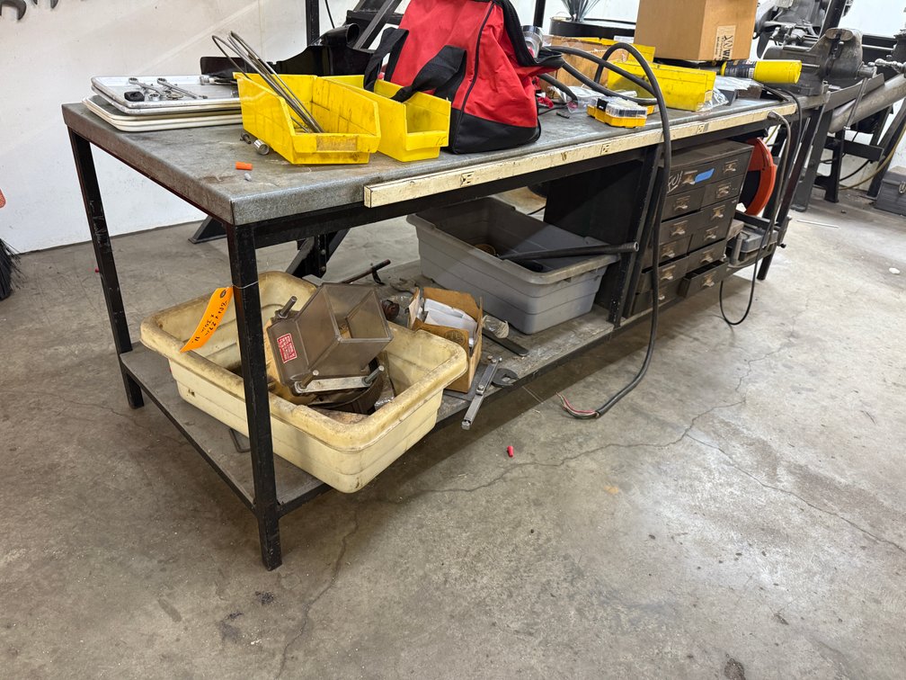 HD Steel Framed Metal Top Work Table, 8ft x 29in x 30in H