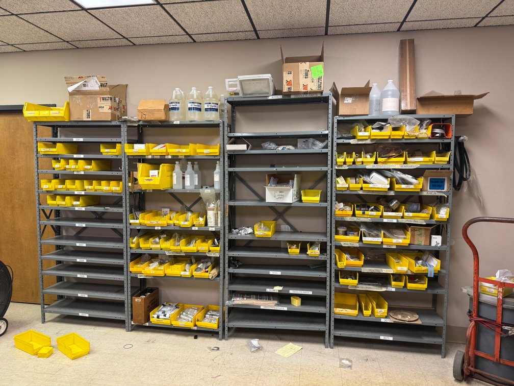 Lot of Four, Metal Shelving Units, Ea. 6ft-6in x 12in x 36in W, One Bid for All Four