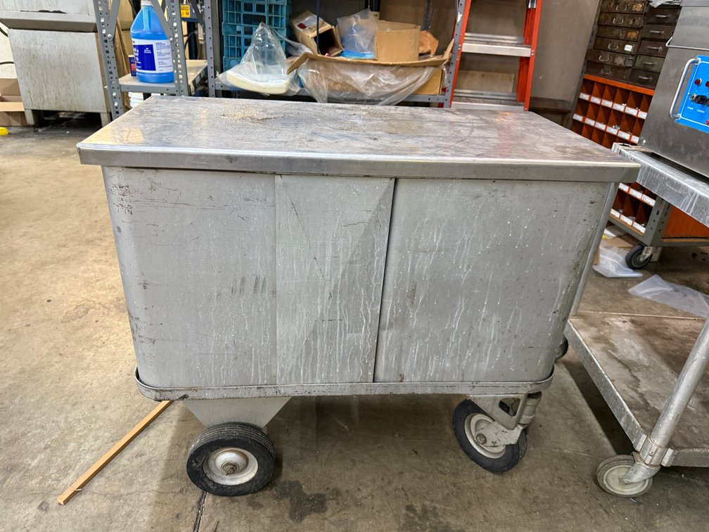 Heavy-Duty Steel Dual Bin Food Product Cart / Bulk Tank Cart w/ Lid
