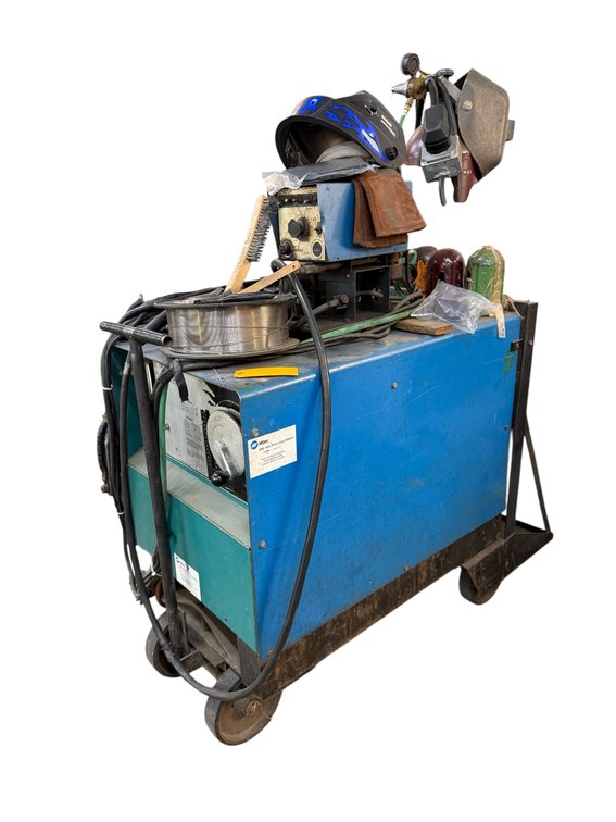 HD Miller Arc Welder w/ Wire Feed Attachment, Large Bottles, Leads, Torch, Spool of Wire, Works Good on HD Cart