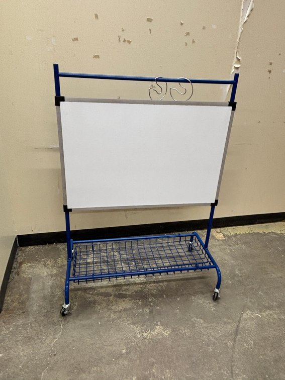 Mobile Dry Erase Board w/ Lower Mesh Metal Shelving