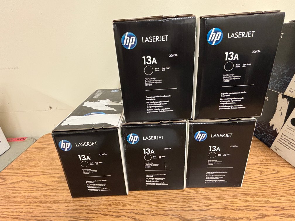 Five Sealed in Box HP LaserJet Black Toner Cartridges, Black 13A