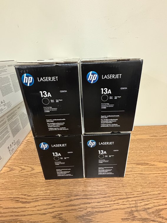 Four Sealed in Box HP LaserJet Black Toner Cartridges, Black 13A