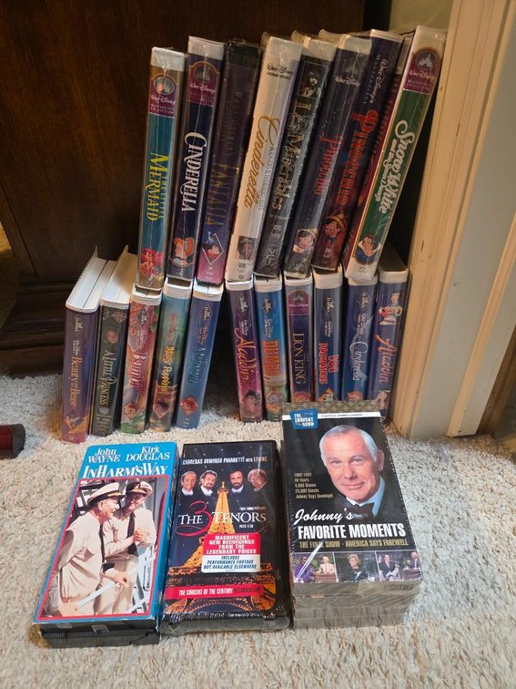 Group of Vintage VHS Tapes - Disney Movies w/ (8) Factory Sealed, Johnny's Favorite Moments, etc