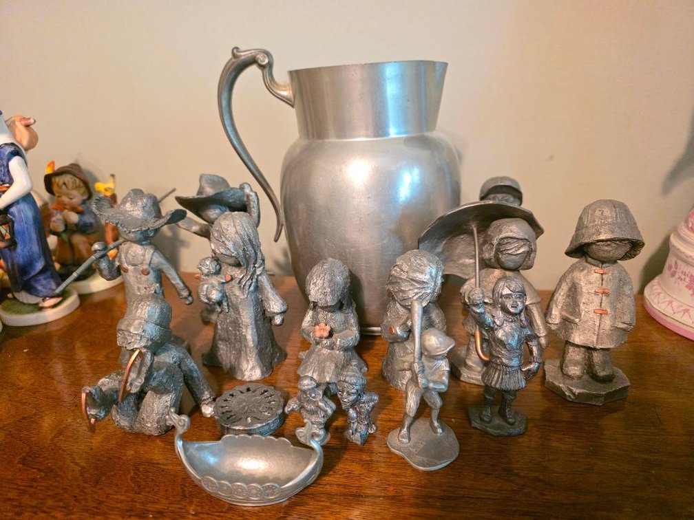 Pewter Figurines & Jug