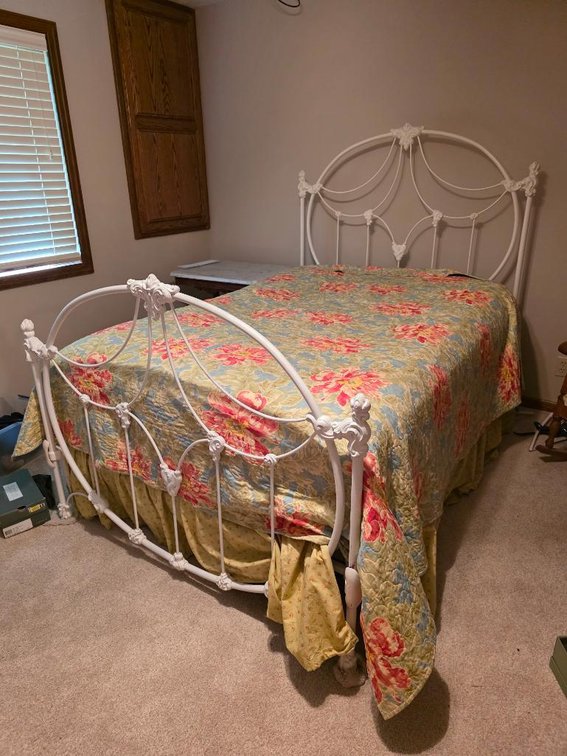 Antique Wrought Iron Full Size Bed Frame & Sealy Posturepedic Preferred Boheme Plush Mattress