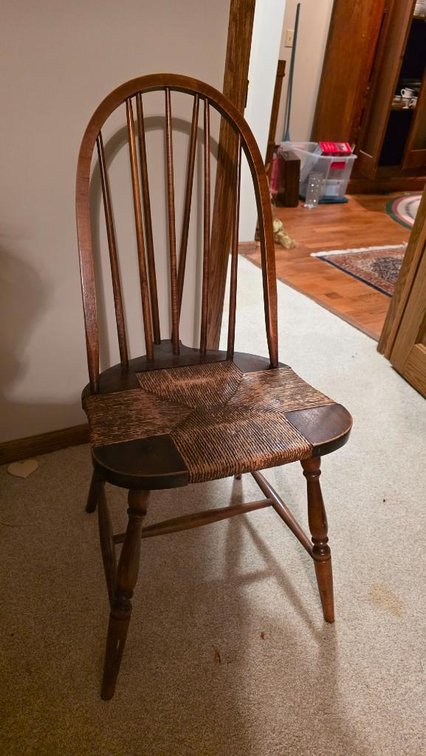 Antique Wooden Windsor Chair w/ Wooven Seat