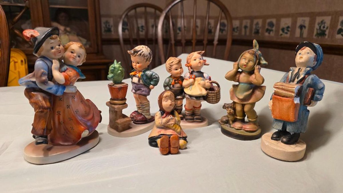 Lot of 6 Goebel Hummel Figurines - "Confidentially", "To Market", etc