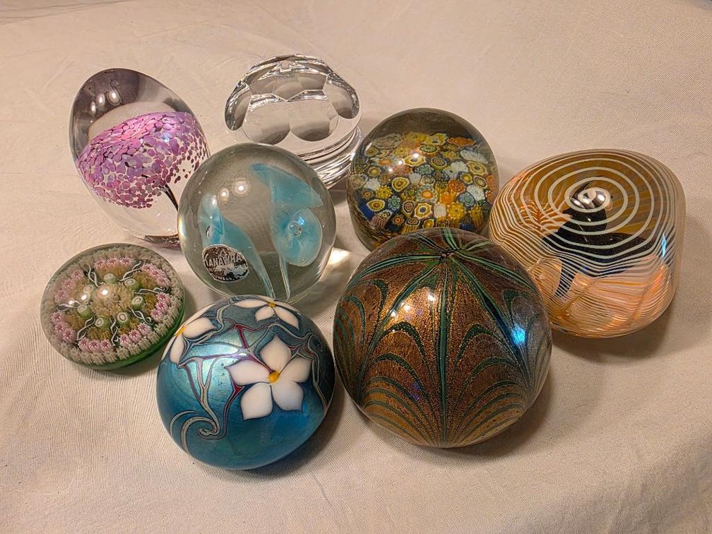 Lot of 8 Glass Paper Weights