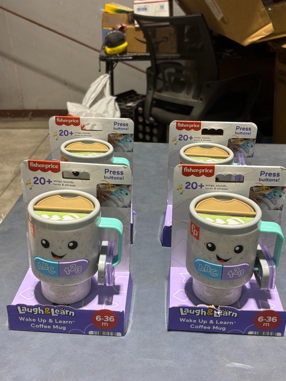 Lot of 4, Fisher-Price Laugh & Learn Wake Up ( Learn Coffee Mug, 20+ Songs, Phrases, Sounds
