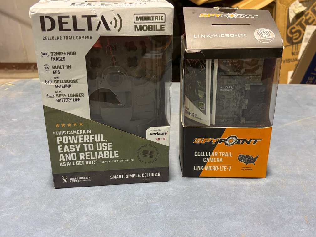 Open Stock Cellular Field Cameras, Lot of 2, Delta Mobile and Spy Point, Both Verizon Networks