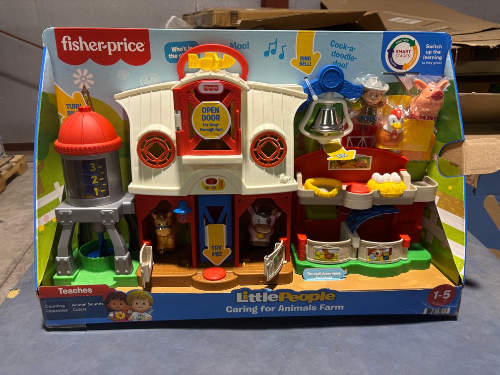 Fisher-Price Little People Caring for Animals Farm, Teaches Counting, Opposites & Animal Sounds, Colors