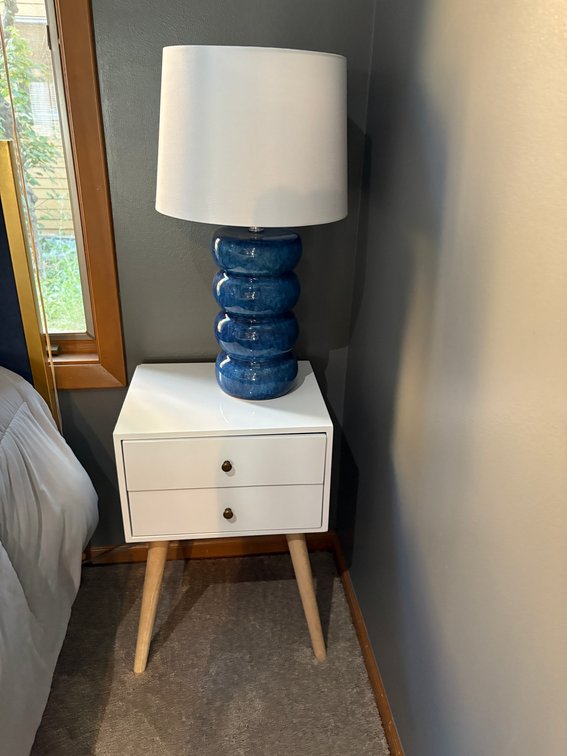 Two Side Tables w/ Two Drawers and Table Lamps
