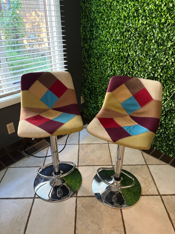 MCM Patchwork Bar Stools, Lot of 2