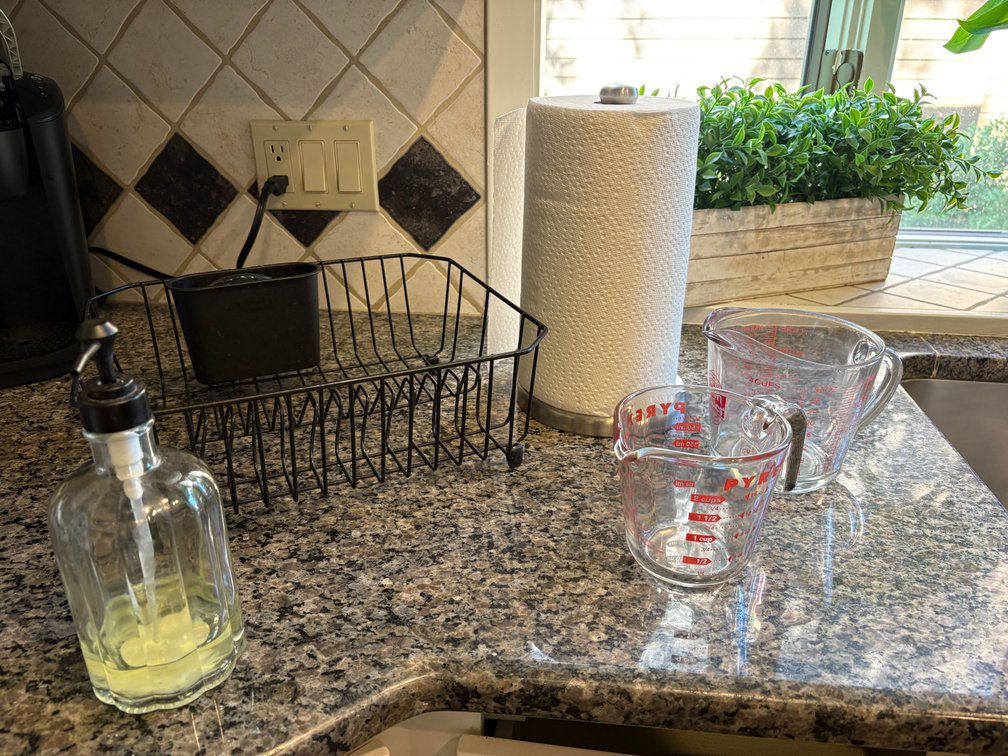 Kitchenwares, Basket, Paper Towel Holder, Measuring Cups, Soap Pump