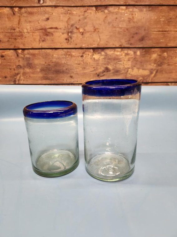 Set of Heavy Margarita Glasses w/ Blue Rims
