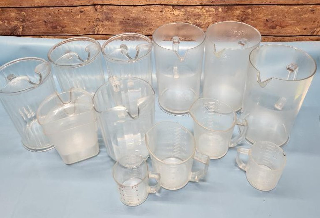 Group of Liquid Measuring Pitchers and Drink Pitchers
