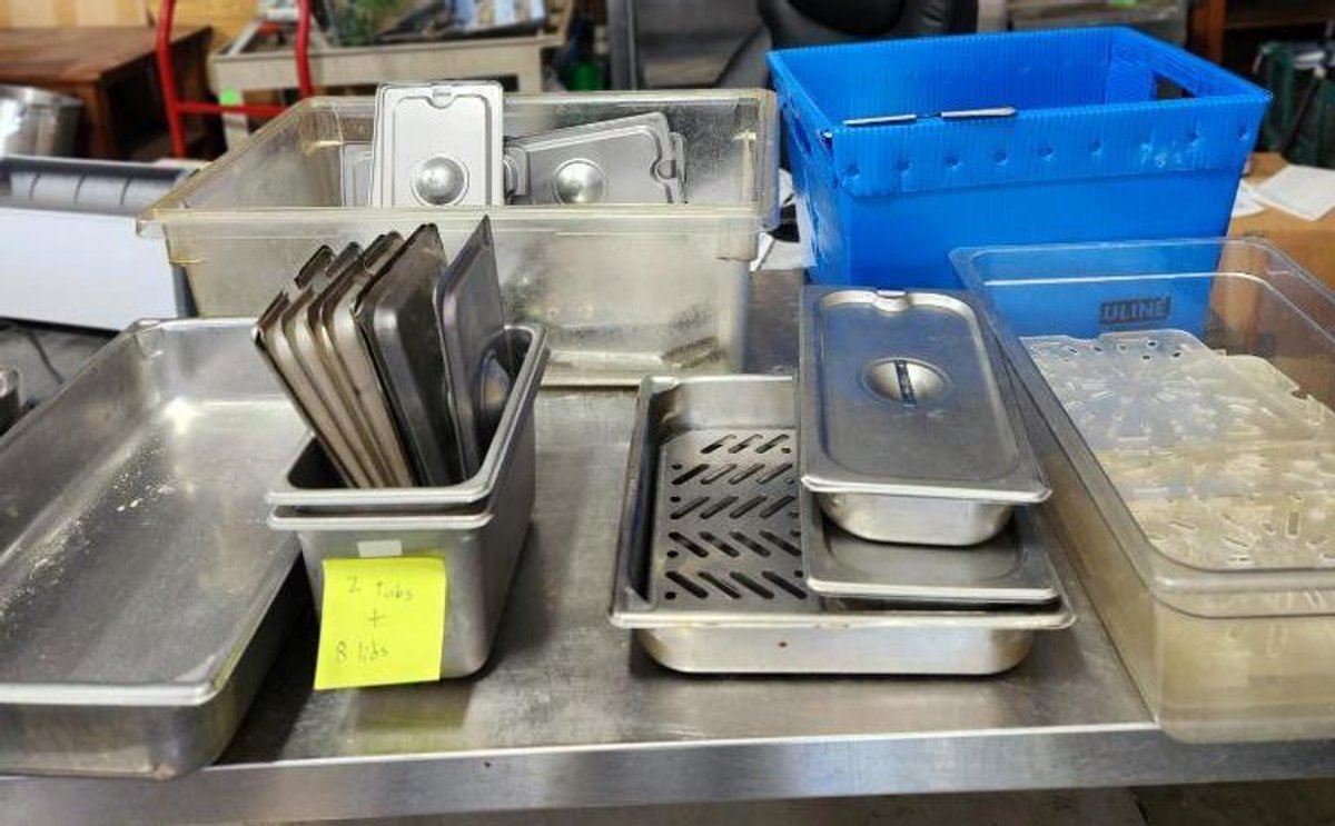Random Group o f Steam Pans, Lids, Cold Food False Bottoms