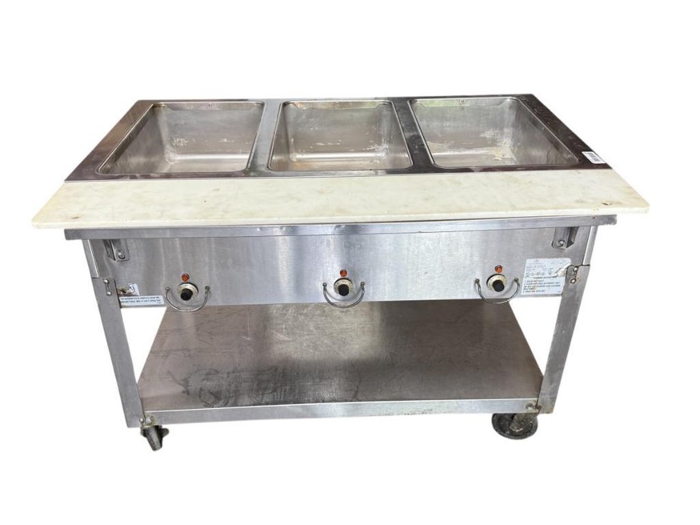 Duke EP303 M - 208v Electric 3-Pan Steam Table on Mobile Base