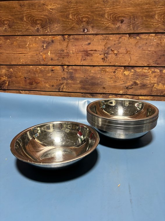 Lot of 24, Stainless Steel Prep Mixing Bowls, 8in Dia.