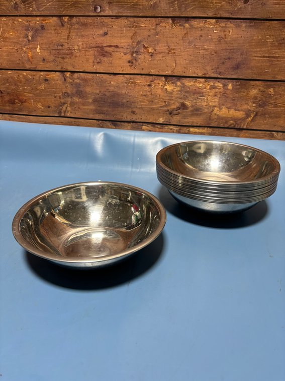 Lot of 24, Stainless Steel Prep Mixing Bowls, 8in Dia.