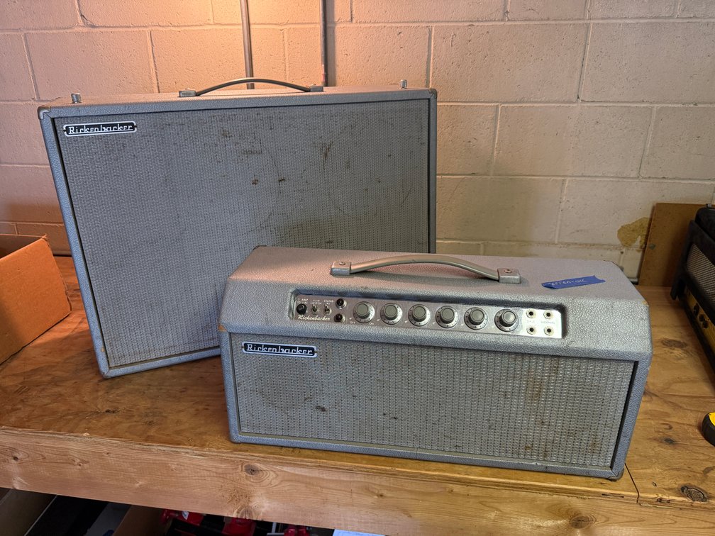 Rickenbacker Brillante B22 Supersonic Silver, Amplifier Head and Cabinet Combo, c. 1965, Tested, Works, Rare
