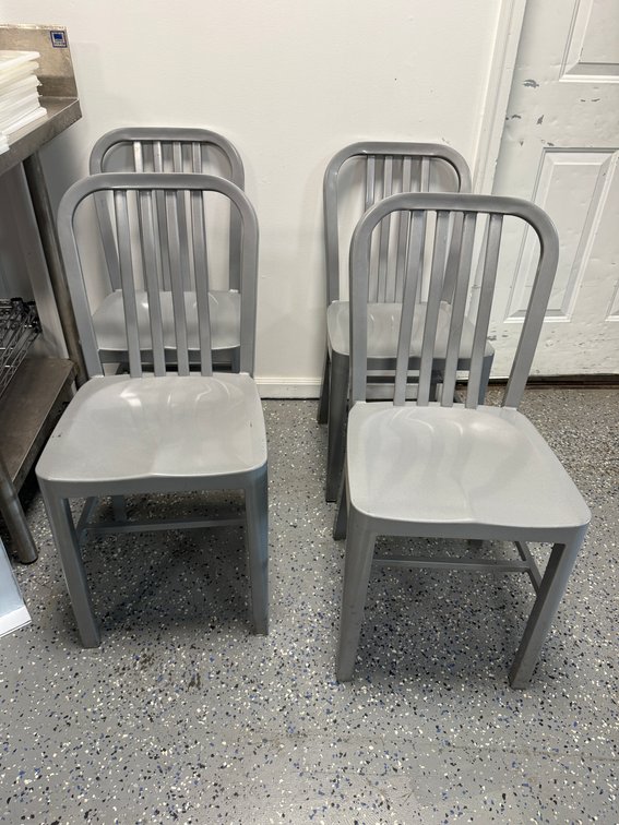 Lot of 4, Airline Aluminum Restaurant Chairs, Sold by the Chair x's 4