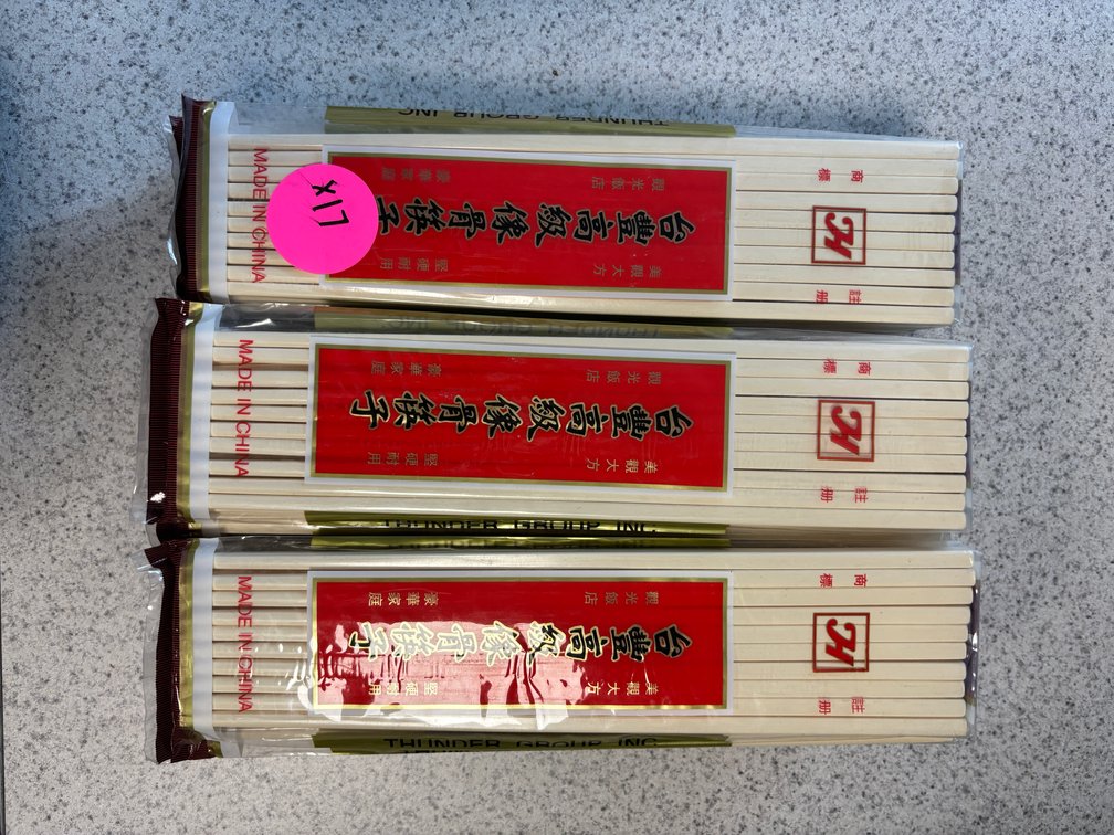 17 Packs of New Plastic High Quality Ivory Chopsticks, Thunder Group, 20/Pack