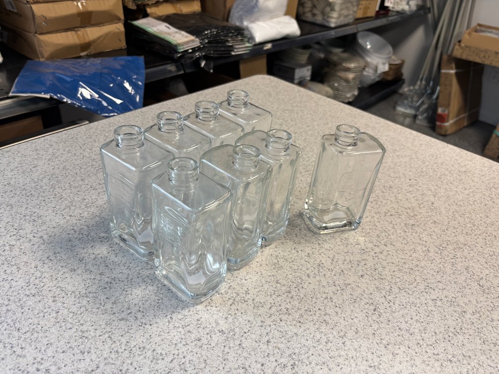 Lot of 8 New Glass Bottle Containers, No Lids