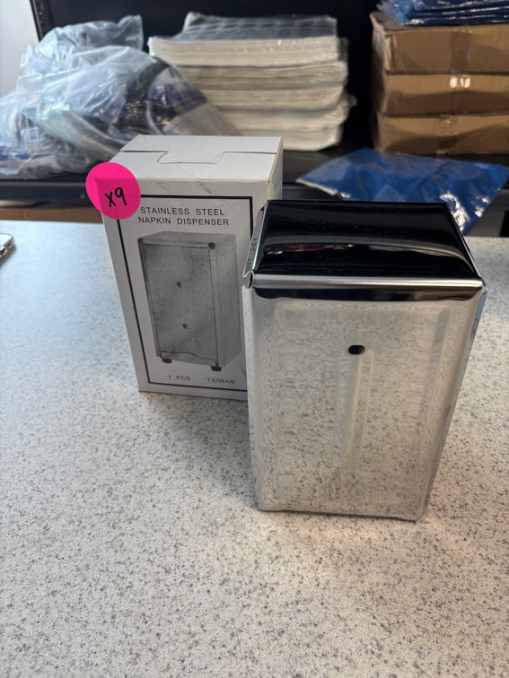 Lot of 9 New Stainless Steel Napkin Dispensers