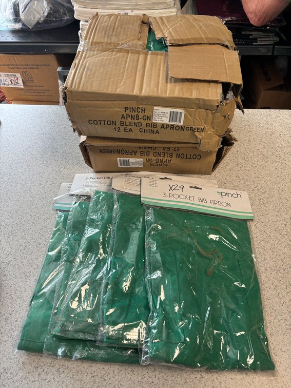 Lot of 29, Pinch, 4-Pocket Waist Aprons, Green