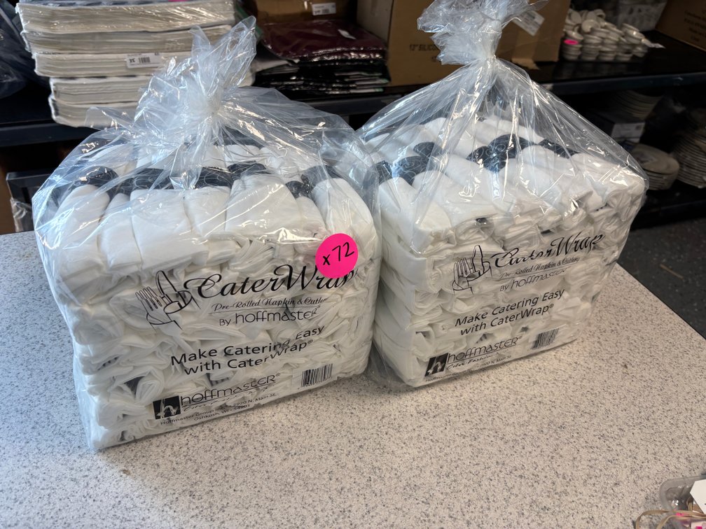 Two Bags, CaterWrap by Hoffmaster, Pre-Rolled Napkin & Cutlery, Plastic, 72 Qty